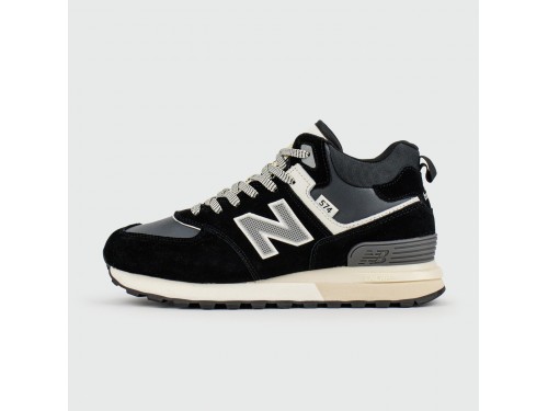 Кроссовки New Balance 574 Mid Black / White with Fur