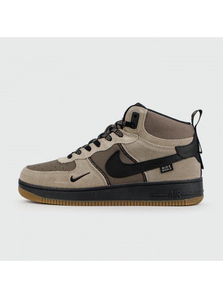 Кроссовки Nike Air Force 1 Mid L.Grey / D.Grey with Fur Wmns