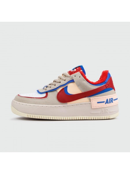 Кроссовки Nike Air Force 1 Shadow with Fur Gr.Red / Blue