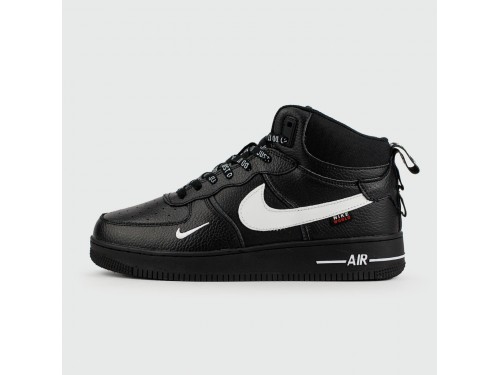 Кроссовки Nike Air Force 1 Mid Black / Wh. Sw. with Fur