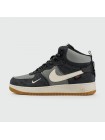 Кроссовки Nike Air Force 1 Mid Blue / L.Grey with Fur Wmns