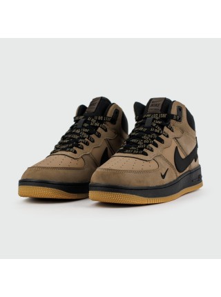 Кроссовки Nike Air Force 1 Mid Brown / Black with Fur