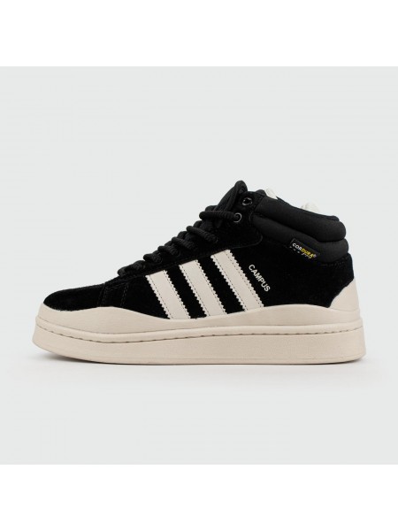 Кроссовки Adidas Campus Black / White with Fur