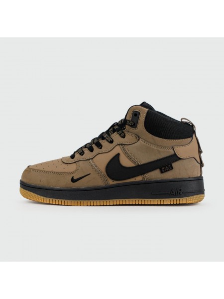 Кроссовки Nike Air Force 1 Mid Brown / Black with Fur