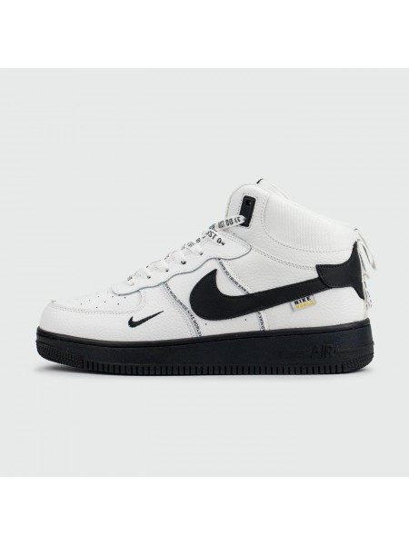 Кроссовки Air Force 1 Mid White Black with Fur