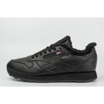 Кроссовки Reebok Classic Leather Fur Triple Black 2