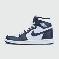 Кроссовки Nike Air Jordan 1 White / D.Blue with Fur