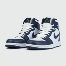Кроссовки Nike Air Jordan 1 White / D.Blue with Fur
