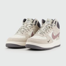 Кроссовки Nike Air Force 1 Mid Grey / Wh. with Fur Wmns