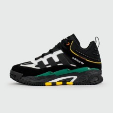 Кроссовки Adidas Niteball Black Green with Fur