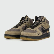 Кроссовки Nike Air Force 1 Mid Olive / Brown with Fur