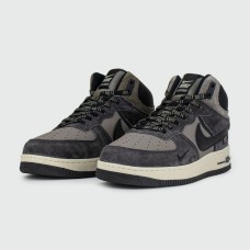 Кроссовки Nike Air Force 1 Mid Grey / Black with Fur