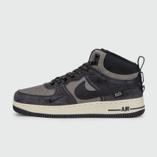 Кроссовки Nike Air Force 1 Mid Grey / Black with Fur